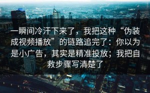 一瞬间冷汗下来了，我把这种“伪装成视频播放”的链路追完了：你以为是小广告，其实是精准投放；我把自救步骤写清楚了