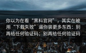 你以为在看“黑料官网”，其实在被用“下载失败”逼你装更多东西：别再给任何验证码；别再给任何验证码