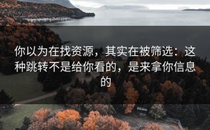 你以为在找资源，其实在被筛选：这种跳转不是给你看的，是来拿你信息的