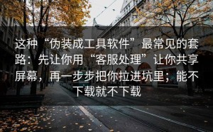 这种“伪装成工具软件”最常见的套路：先让你用“客服处理”让你共享屏幕，再一步步把你拉进坑里；能不下载就不下载