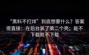 “黑料不打烊”到底想要什么？答案很直接：在后台装了第二个壳；能不下载就不下载