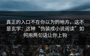 真正的入口不在你以为的地方，这不是玄学：这种“伪装成小说阅读”如何用两句话让你上钩