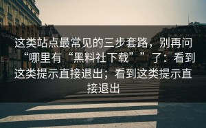 这类站点最常见的三步套路，别再问“哪里有“黑料社下载””了：看到这类提示直接退出；看到这类提示直接退出