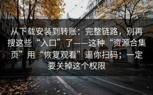 从下载安装到转账：完整链路，别再搜这些“入口”了——这种“资源合集页”用“恢复观看”逼你扫码；一定要关掉这个权限