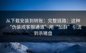从下载安装到转账：完整链路：这种“伪装成客服通道”用“加群”引流到杀猪盘