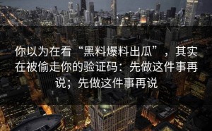 你以为在看“黑料爆料出瓜”，其实在被偷走你的验证码：先做这件事再说；先做这件事再说