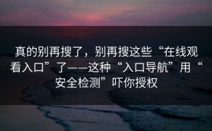 真的别再搜了，别再搜这些“在线观看入口”了——这种“入口导航”用“安全检测”吓你授权