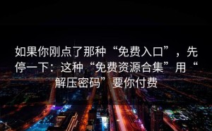 如果你刚点了那种“免费入口”，先停一下：这种“免费资源合集”用“解压密码”要你付费