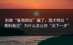 别被“备用网址”骗了，我才明白“黑料每日”为什么总让你“点下一步”