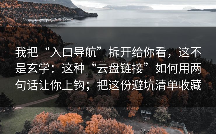 我把“入口导航”拆开给你看，这不是玄学：这种“云盘链接”如何用两句话让你上钩；把这份避坑清单收藏
