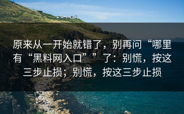 原来从一开始就错了，别再问“哪里有“黑料网入口””了：别慌，按这三步止损；别慌，按这三步止损