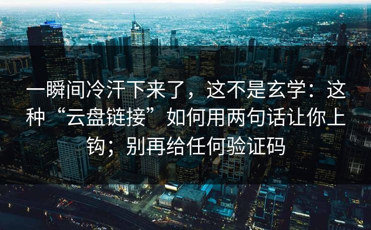 一瞬间冷汗下来了，这不是玄学：这种“云盘链接”如何用两句话让你上钩；别再给任何验证码