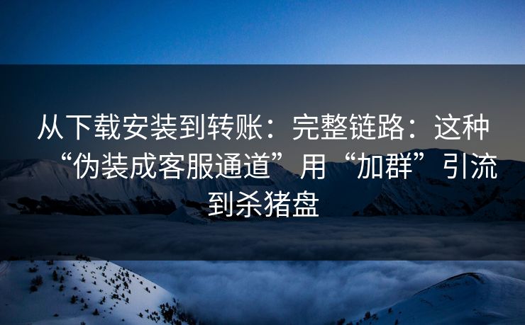 从下载安装到转账：完整链路：这种“伪装成客服通道”用“加群”引流到杀猪盘