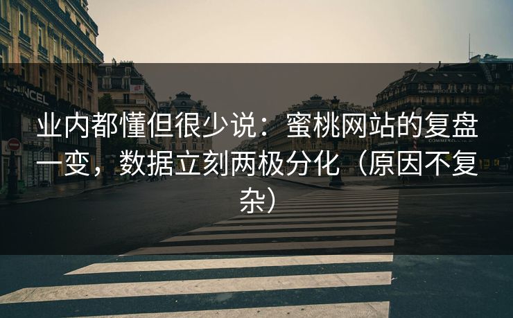 业内都懂但很少说:蜜桃网站的复盘一变,数据立刻两极分化(原因不复杂) 业内都懂但很少说:蜜桃网站的复盘一变,数据立刻两极分化(原因不复杂)
